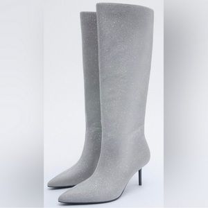 Zara Metallic Sparkly Silver Boots 🪩